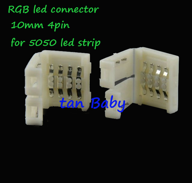 100pcs/lot 4pin rgb led connector for 5050 rgb led strip light no need soldering easy connector - Click Image to Close