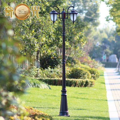 2 heads/3 heads europe garden outdoor lighting poles black/bronze classical outdoor pole lamp 2m/2.5m/2.9m aluminum ac 100-240v