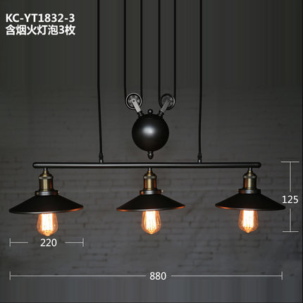 3 heads ancient industrial style american country edison bulb vintage loft pulley pendant lights adjustable pendant lamp