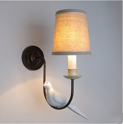 american country style iron+fabric led wall lamps indoor lighting stair wall lights e14 socket bulb wall fixtures