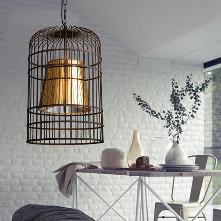 archaistic chinese style bird cage pendant light black vintage metal hanging lamps for dinning room art deco lighting