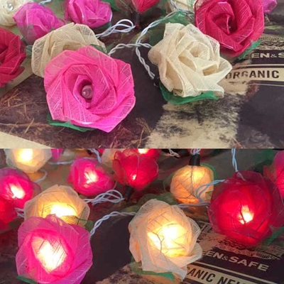 artificial flowers wedding/new year decoration rose string light led lovely home decoration beige+pink+red 3m 220v 20bulbs