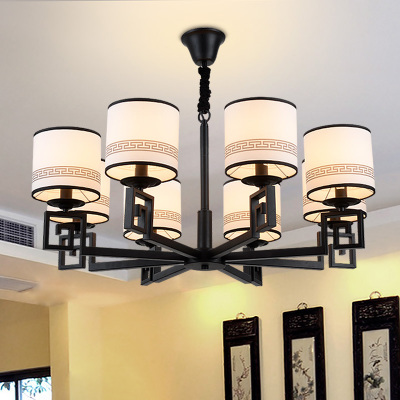 chinese style chandelier lights for living room chinese el/restaurant chandeliers 6 heads/ 8 heads fabric lampshades+iron