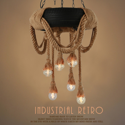 creative retro loft industry hanging lamp restaurant/cafe shop art decoration vintage rubber tire herm rope pendant lamp light
