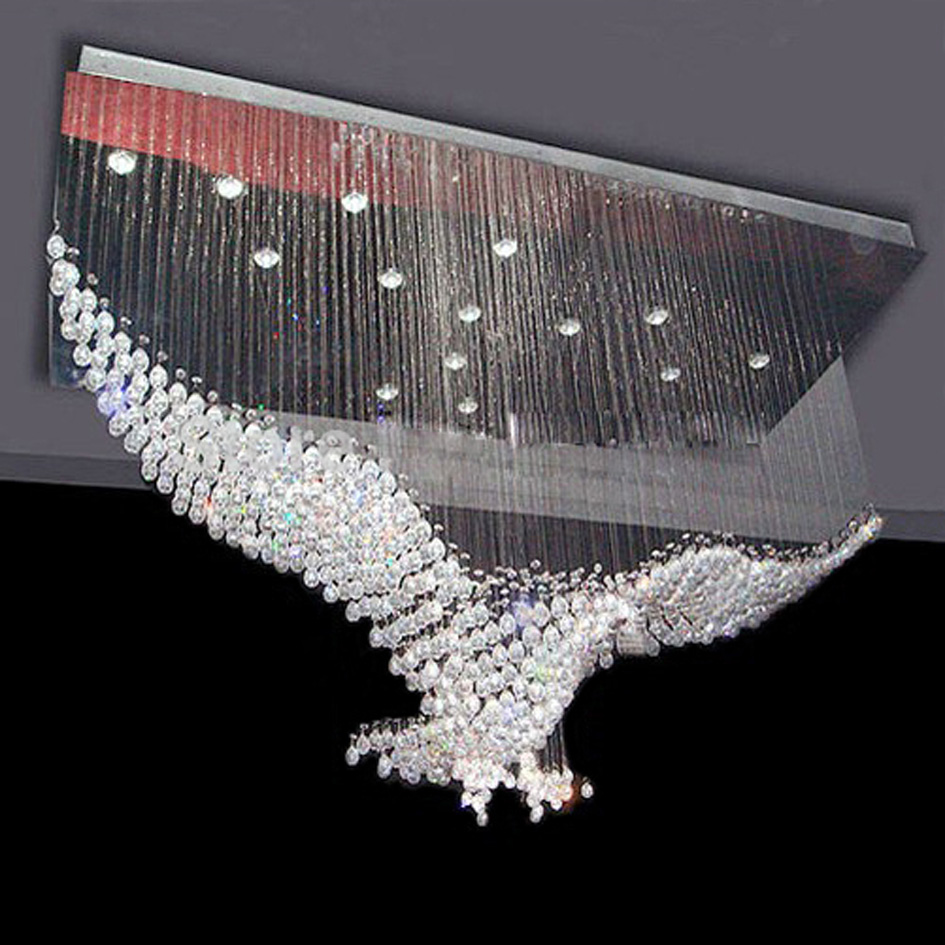 eagle design modern crystal chandelier for hall lobby l100*w50*h70cm lusters de cristal indoor lighting