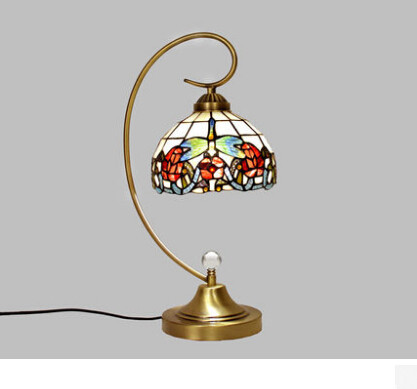 europe romantic rose style tiffany bedroom table lamp bedside desk table led lamp 220v 10w 1pcs/lot