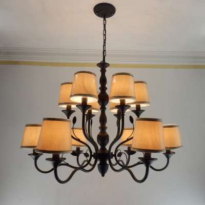 europe style black iron candle light chandelier lampadas pendant pendentes e lustres light fixture12pcs e14 led bulb lamps