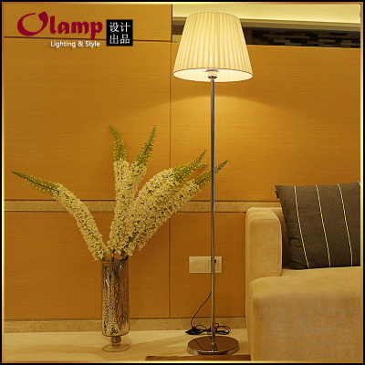 fashion brief bedroom reading lights lamp floor lighting fabric+metal modern floor led lamp stand with foot/cord switch
