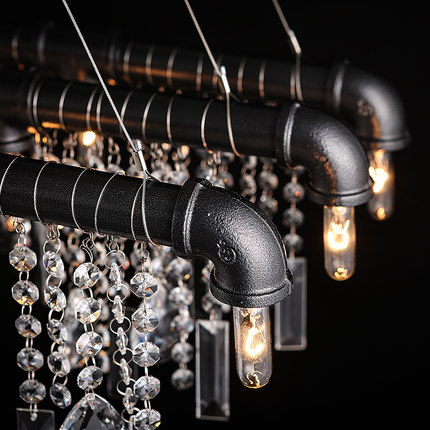 lampadario retro loft crystal pendants for chandeliers vintage tube lamparas de cristal edison bulb light fixture