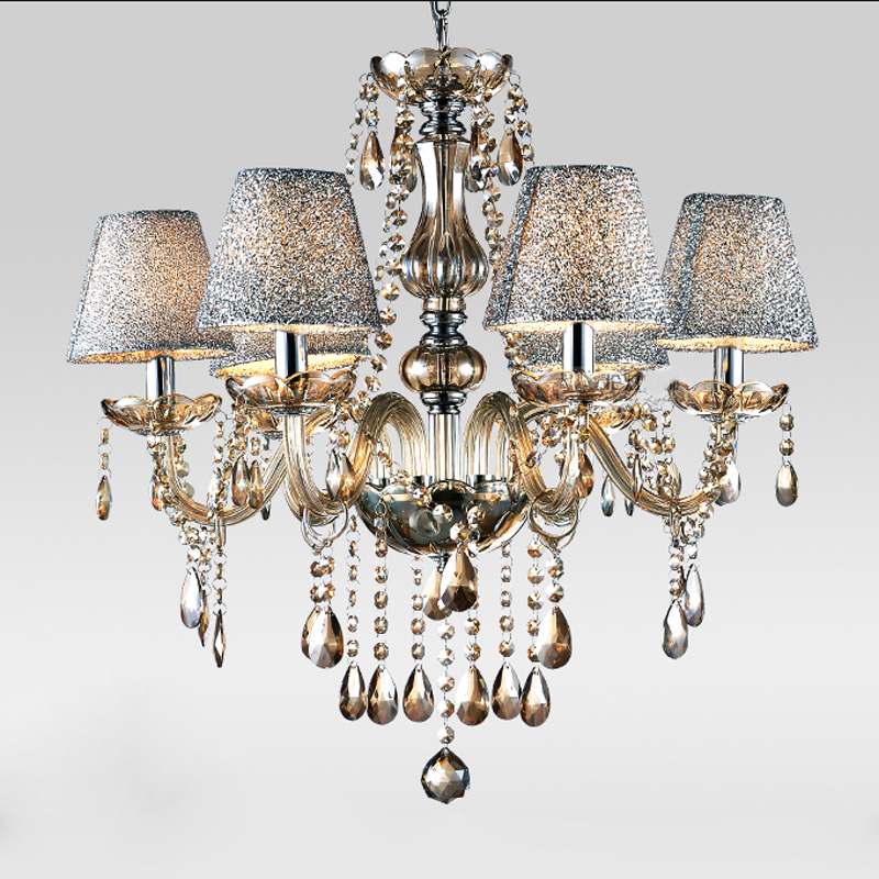 led crystal chandelier 6 lights k9 coganic crystal metal chrome chandeliers lamp for living room