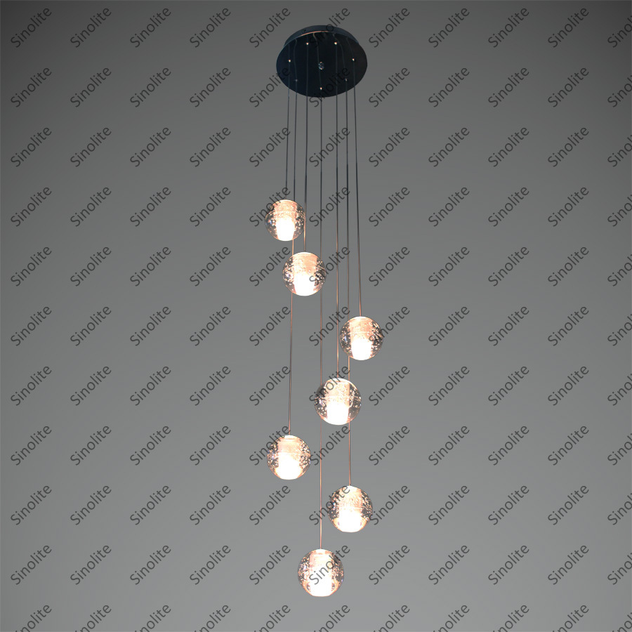 led crystal pendant lamps 7 lights crystal ball chandeliers stairs loft lights 110v 220v