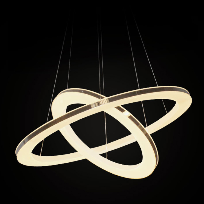 led pendant lights 3 rings 60+40+20 cm acrylic stainless steel dining room palor lights