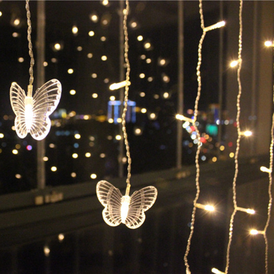 luces de navidad new year led decorations christmas garland heart shape butterfly string pendant lights pink/purple/warm color