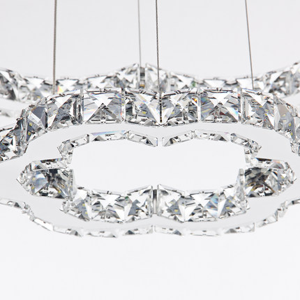 lustre de cristal para sala de jantar modern crystal circle led hanging lamps single/double rings bedroom/dinning room pendant