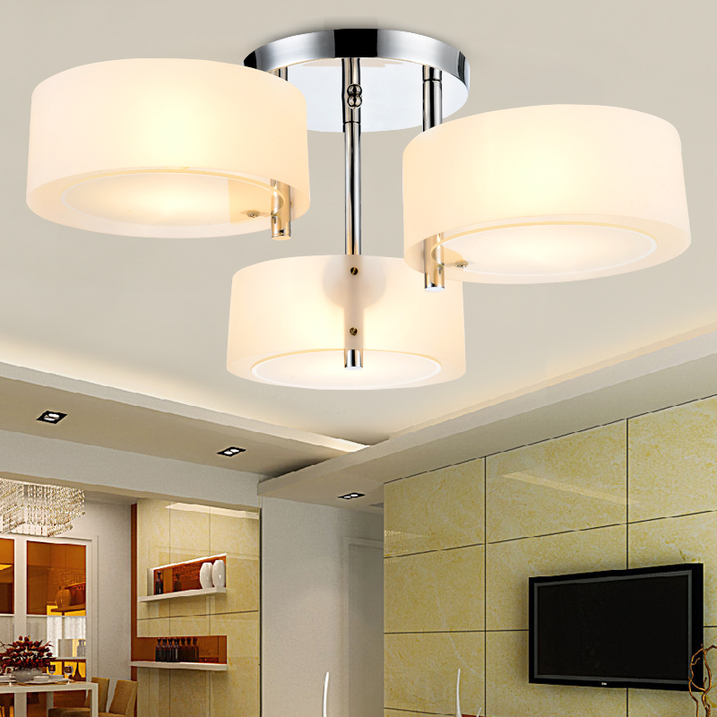 modern ceiling light 3 lights 3 layers e26 e27 brushed nickel acrylic glass modern flush mount for bed room hallway