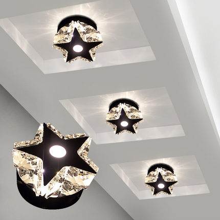 modern crystal hallway/aisle led ceiling light pentagram/round/square children/kids bedroom lamp lovely led night light 10cm