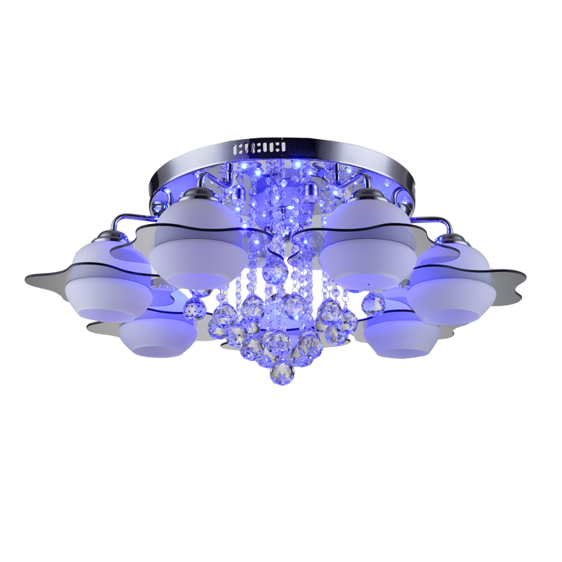 modern led ceiling light e26 e27 7 lights with rgb leds crystal acrylic glass flush mount for living room bed room hallway