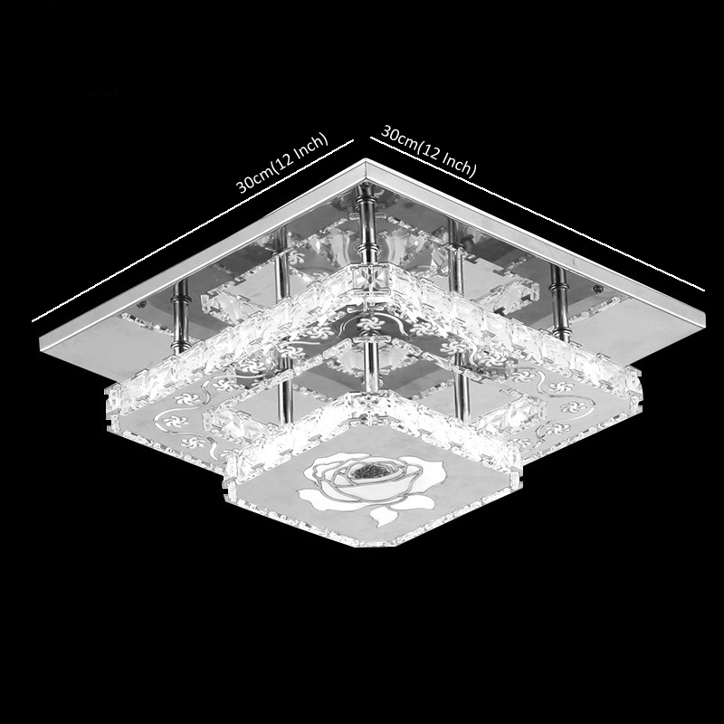 modern led crystal flush mount led ceiling light 90-265v l30*w30 cm crystal ceiling lamp for hallway