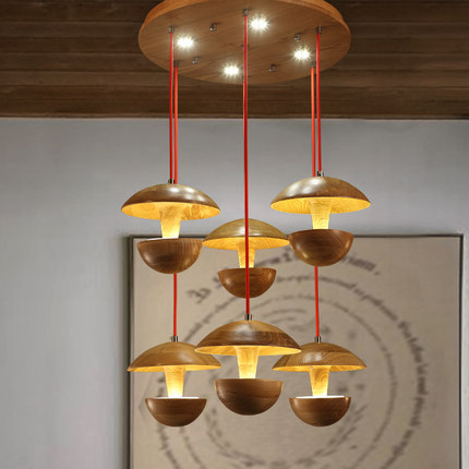 new creative wood light pendant art decoration home indoor luces decorativas lighting lamps wooden 110-240v led bulb