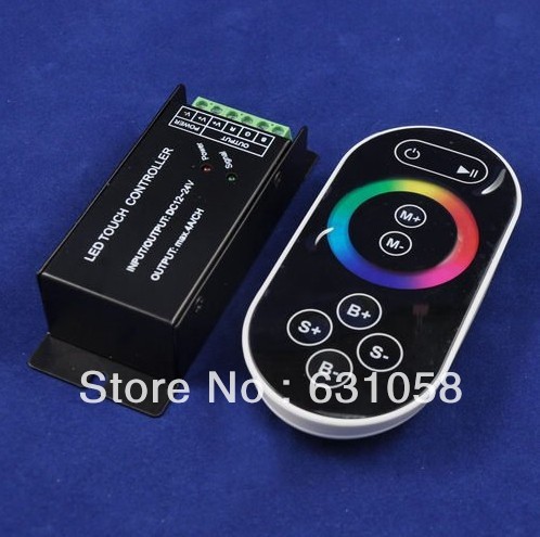 new dc12v/144w,dc24v/288w led rgb controller with 8 keys rf touch remote, brightness & speed adjustable controller