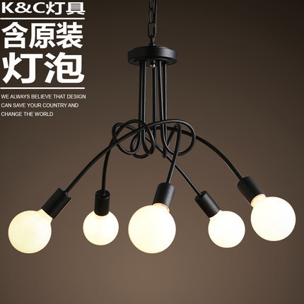 painted black/white ferro forjado chandelier ceiling lamp simple cloth shop lighting 3/5 heads pendant commercial lights