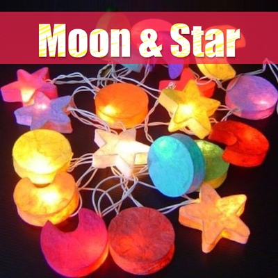 paper moon and star pendant string light led for baby's room decoration lovely and cute christmas light natale 220-240v