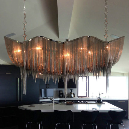postmodern italy new design terzani chandelier lighting silver/gold tassel chain led aluminum chandeliers luxury light