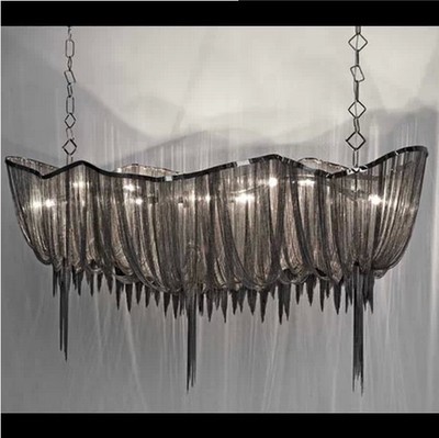 postmodern italy new design terzani chandelier lighting silver/gold tassel chain led aluminum chandeliers luxury light