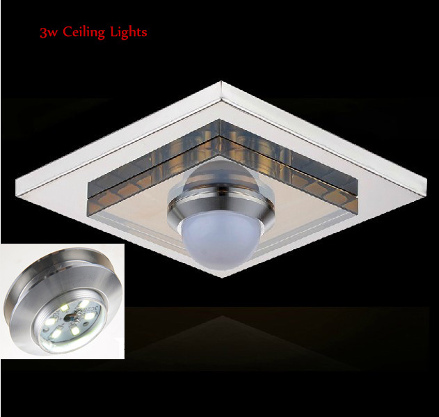 promotion 220v 3w modern brief bedroom lamp crystal stainless steel led ceiling light balcony lamp aisle lights