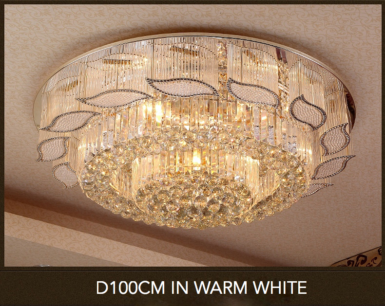 remote control round flush mount crystal ceiling lamp led bedroom light decoration home lighting 100-240v d65cm/d80cm luminaire