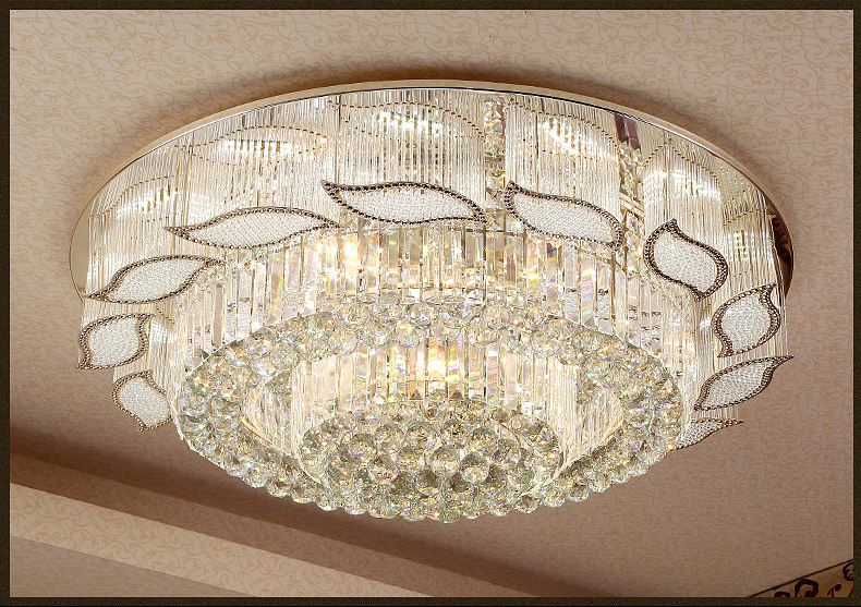 remote control round flush mount crystal ceiling lamp led bedroom light decoration home lighting 100-240v d65cm/d80cm luminaire
