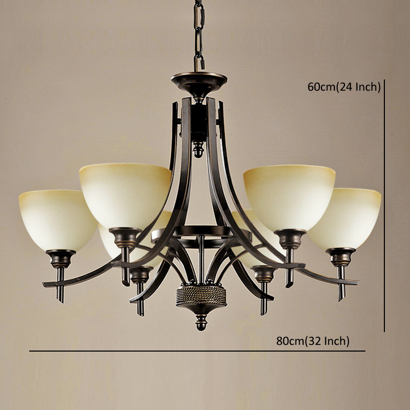 retro chandeliers 6 lights e26 e27 fabric glass shades metal arms vintage chandeliers for living room