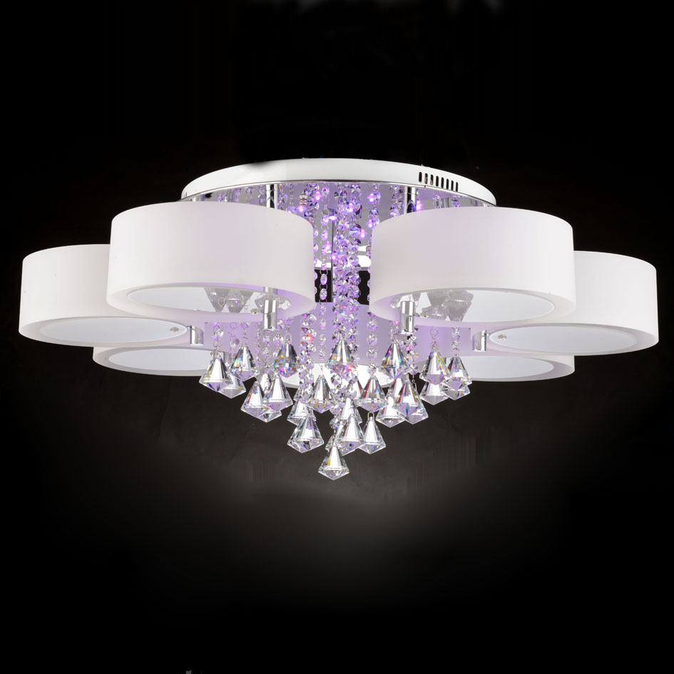 rgb modern chandelier crystal with remote control 7 lights led chandeliers light for bed living room 220-240 volt
