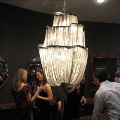 terzani atlantis chandelier lamp italy tassels light modern gold/silver/black/bronze aluminum chain living room terzani light