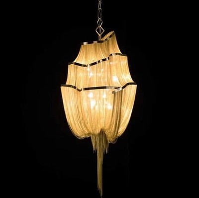 terzani atlantis chandelier lamp italy tassels light modern gold/silver/black/bronze aluminum chain living room terzani light