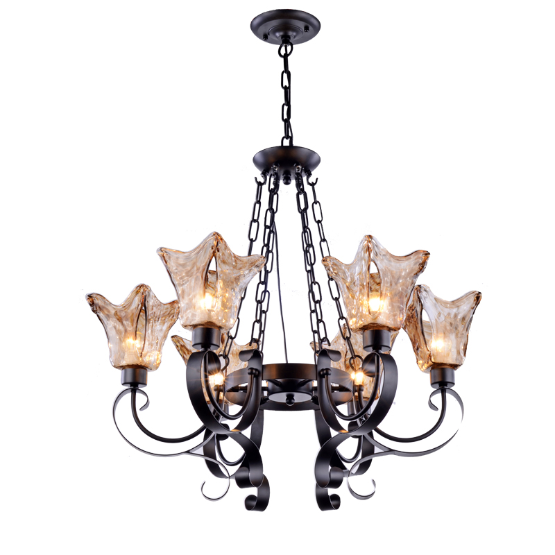 vintage chandeliers 6 lights e26 e27 glass shades metal arms black paintingchandeliers light for living room