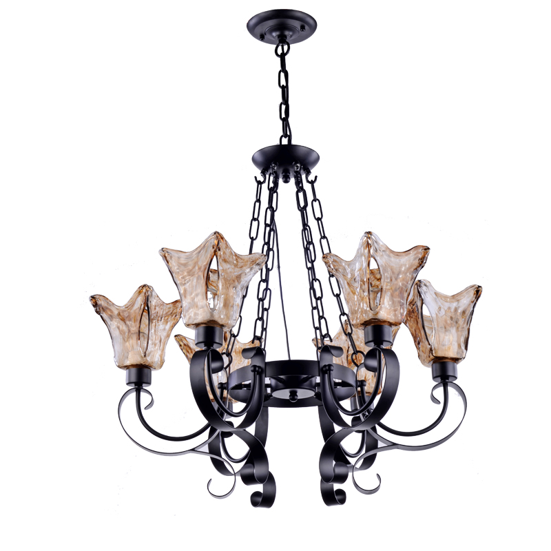 vintage chandeliers 6 lights e26 e27 glass shades metal arms black paintingchandeliers light for living room