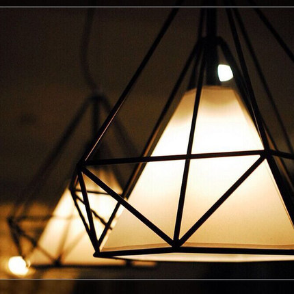 vintage loft style iron pendant lights diamond coffee shop chain pendant light fixture industry bird cage hanging lights - Click Image to Close