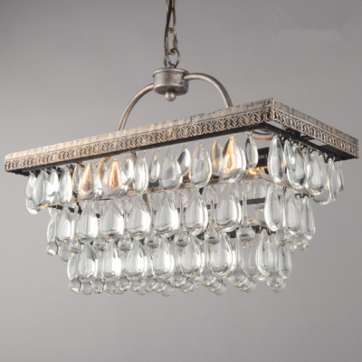 vintage luxury crystal rectangular chandeliers lights lamp bedroom chandeliers and pendants e14 220v/110v