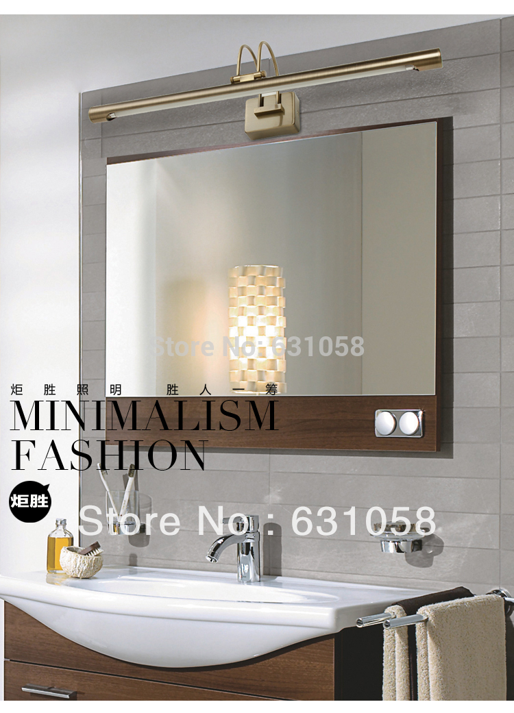 vintage style bronze/silver mirror wall lighting 220v 8w t8 led stainless steel bathroom light shaking head