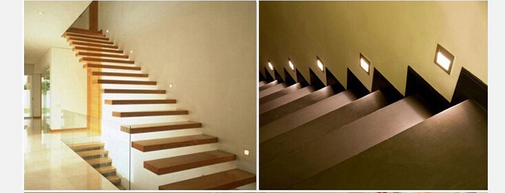 waterproof 1w 85-265v led stair/step light recessed indoor outdoor wall corner lamp for villa,el lobby stairway night lights