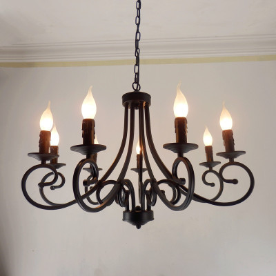wrought iron chandelier candles classical 8 pieces e14 bulb chandeliers light fixture america country brief style