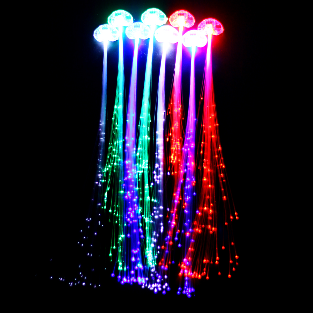 100pcs/lot glow led braid,novelty decoration for party holiday,hair extension by optical fiber - Click Image to Close