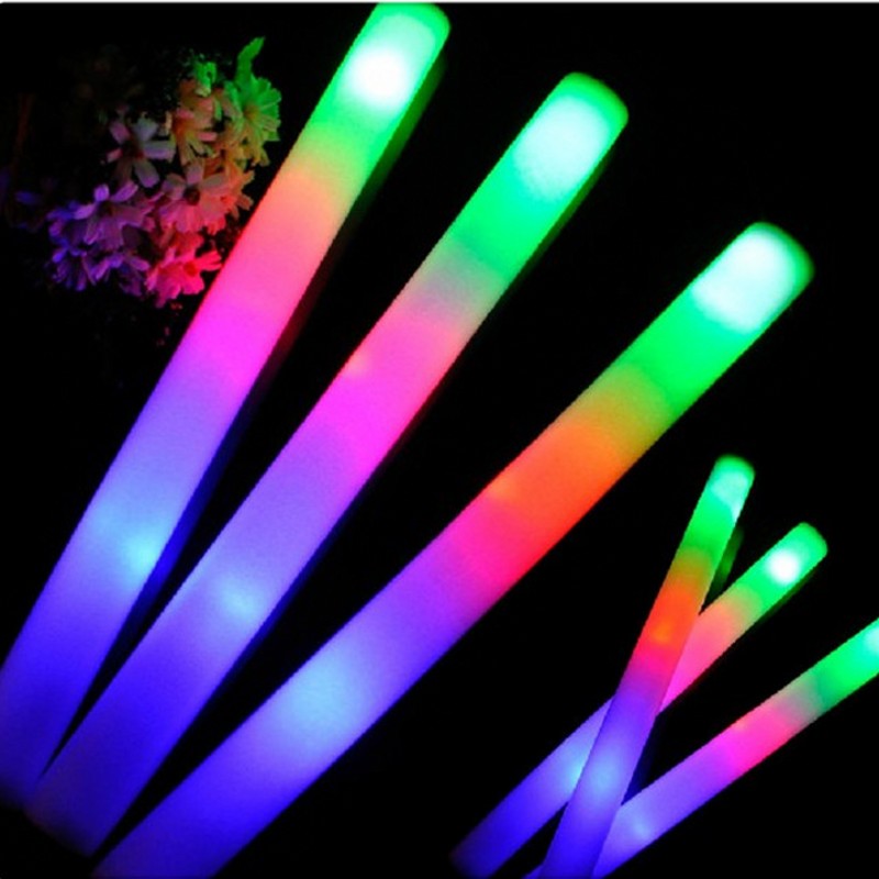 100pcs/lot multi color glow stick 3 modes led light foam stick ,colors changing glow foam stick for most festival