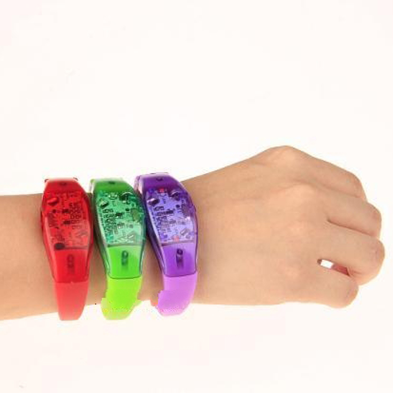 100pcs/lot voice activated sound control led flashing silicone bracelet wristband for party halloween concert decoration - Click Image to Close