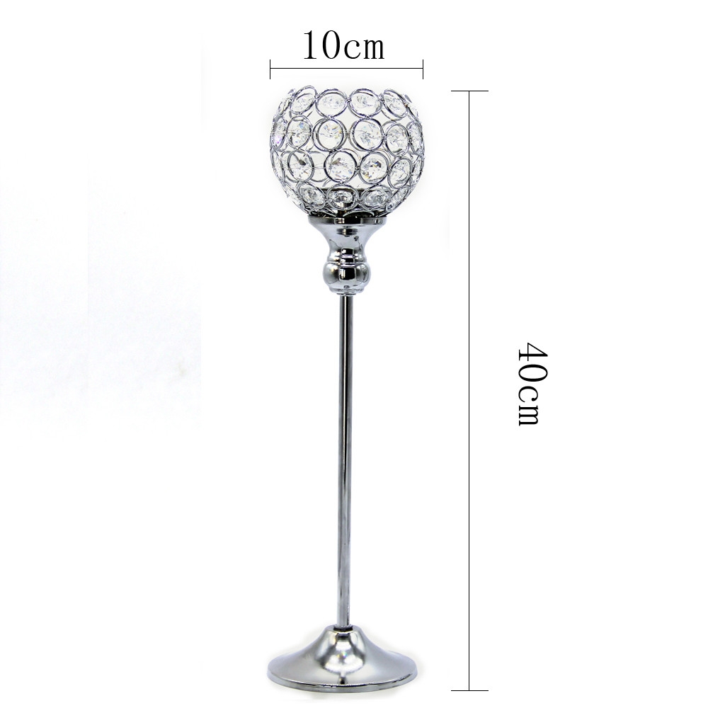 10pcs 40cm 16inch wedding crystal candle holder metal silver plated candlestick for home centerpieces candelabra decoration - Click Image to Close