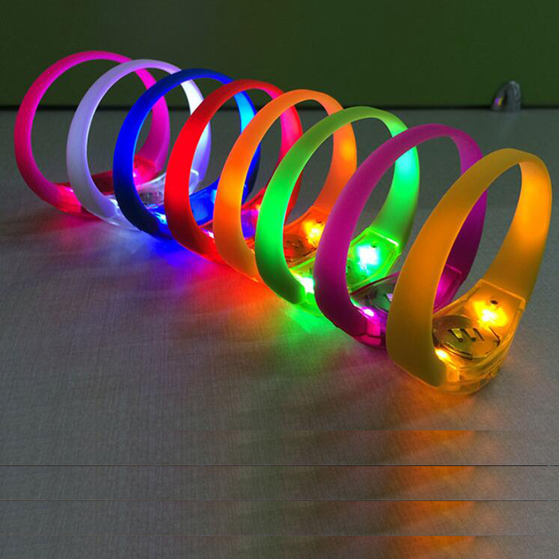10pcs/lot silicone voice sound bracelet led sound control flashing wristband for party halloween christmas decoration