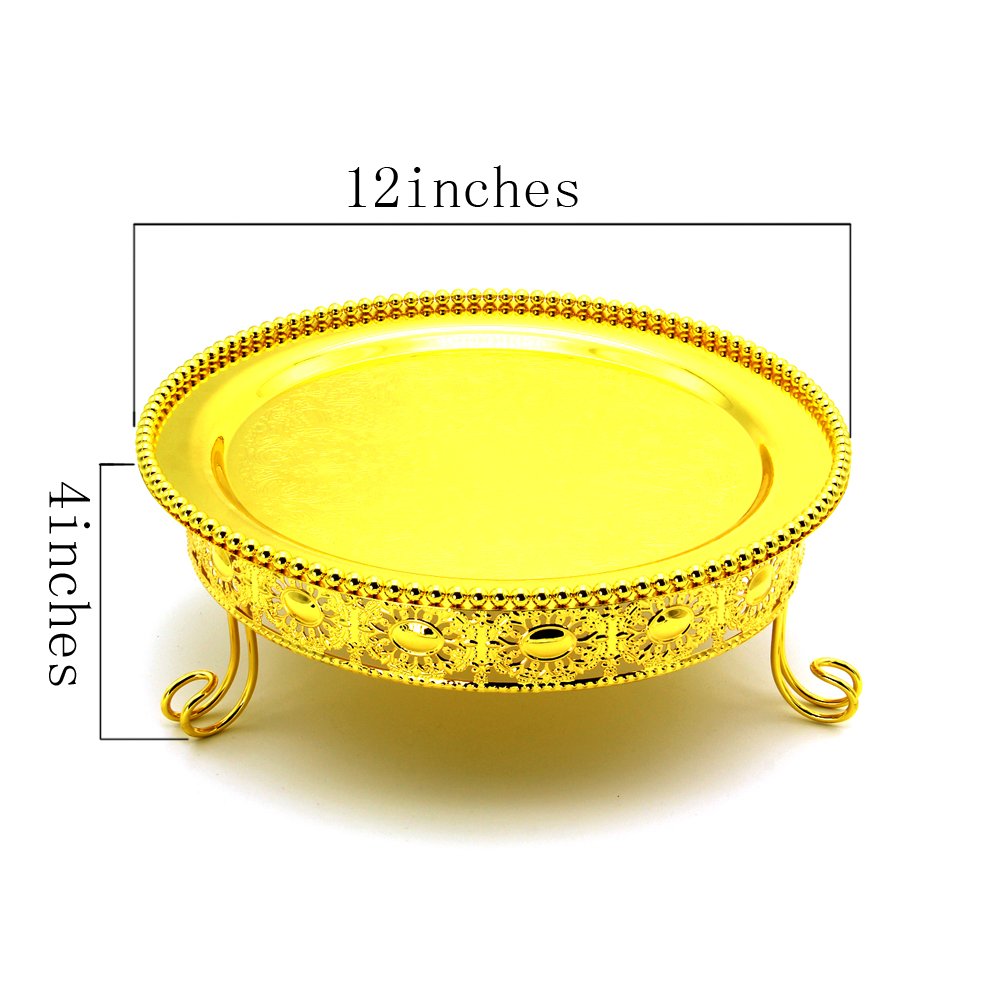12 inch luxury golden one layer metal wedding cupcake stand birthday party cake display holder bakery decoration fruit plate - Click Image to Close