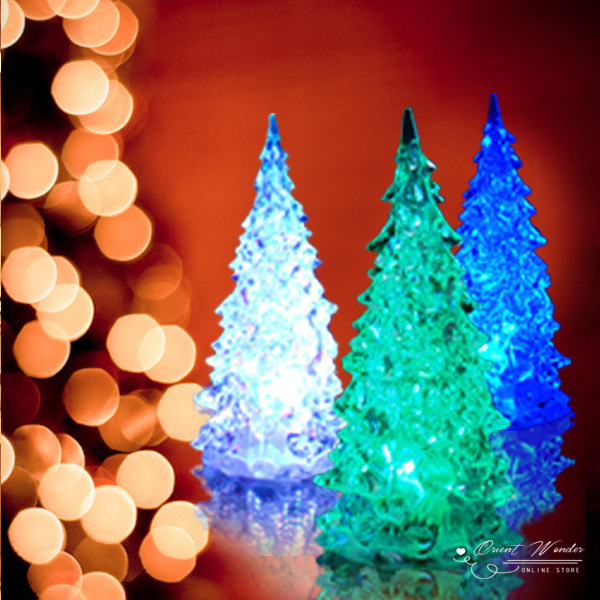 12 pcs/lot,colorful led christmas tree nightlamp 7 color changing christmas tree led light night lamp for decoration