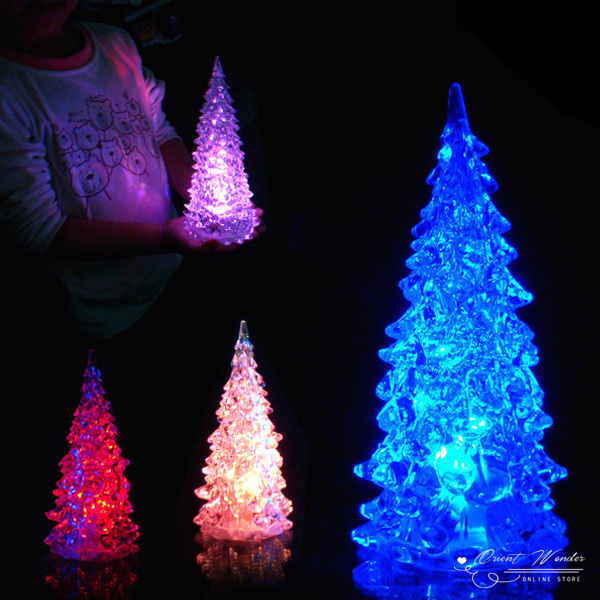 12 pcs/lot,colorful led christmas tree nightlamp 7 color changing christmas tree led light night lamp for decoration